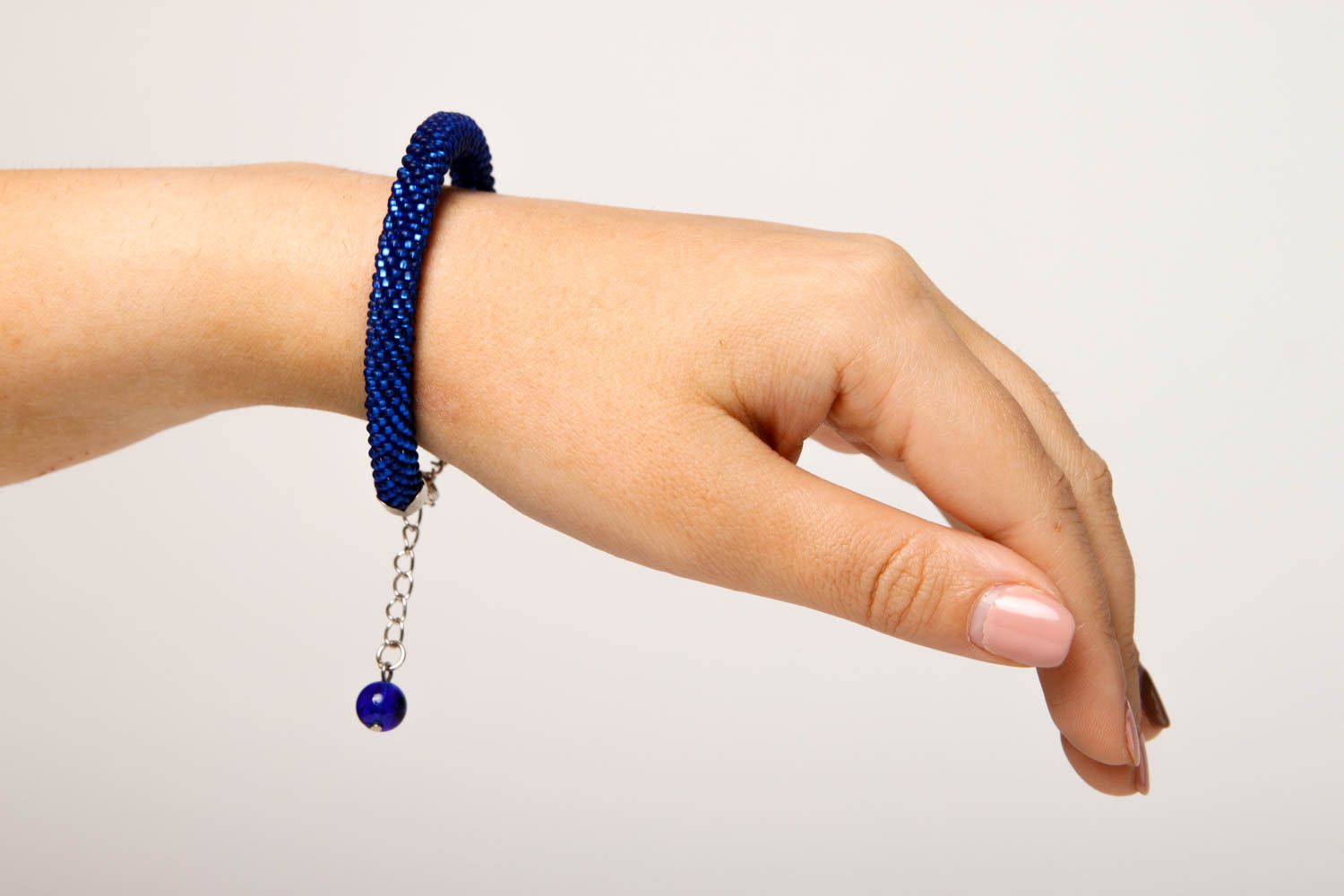 Brazaleste artesanal de abalorios regalo original pulsera para mujer color azul foto 2