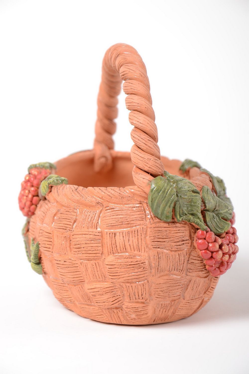 Bonbonnière céramique en forme de panier faite main peinte originale Obier photo 4