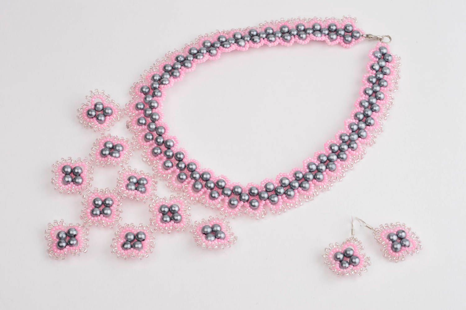 Designer necklace handmade jewelry set unusual earrings present for women photo 3