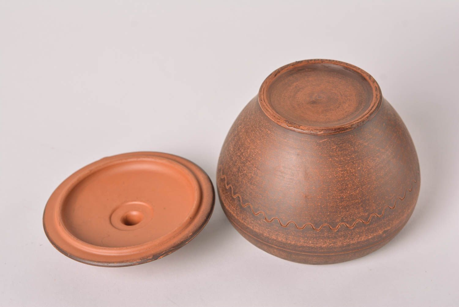 Глиняный горшок посуда ручной работы керамическая кастрюля с крышкой красивая фото 5