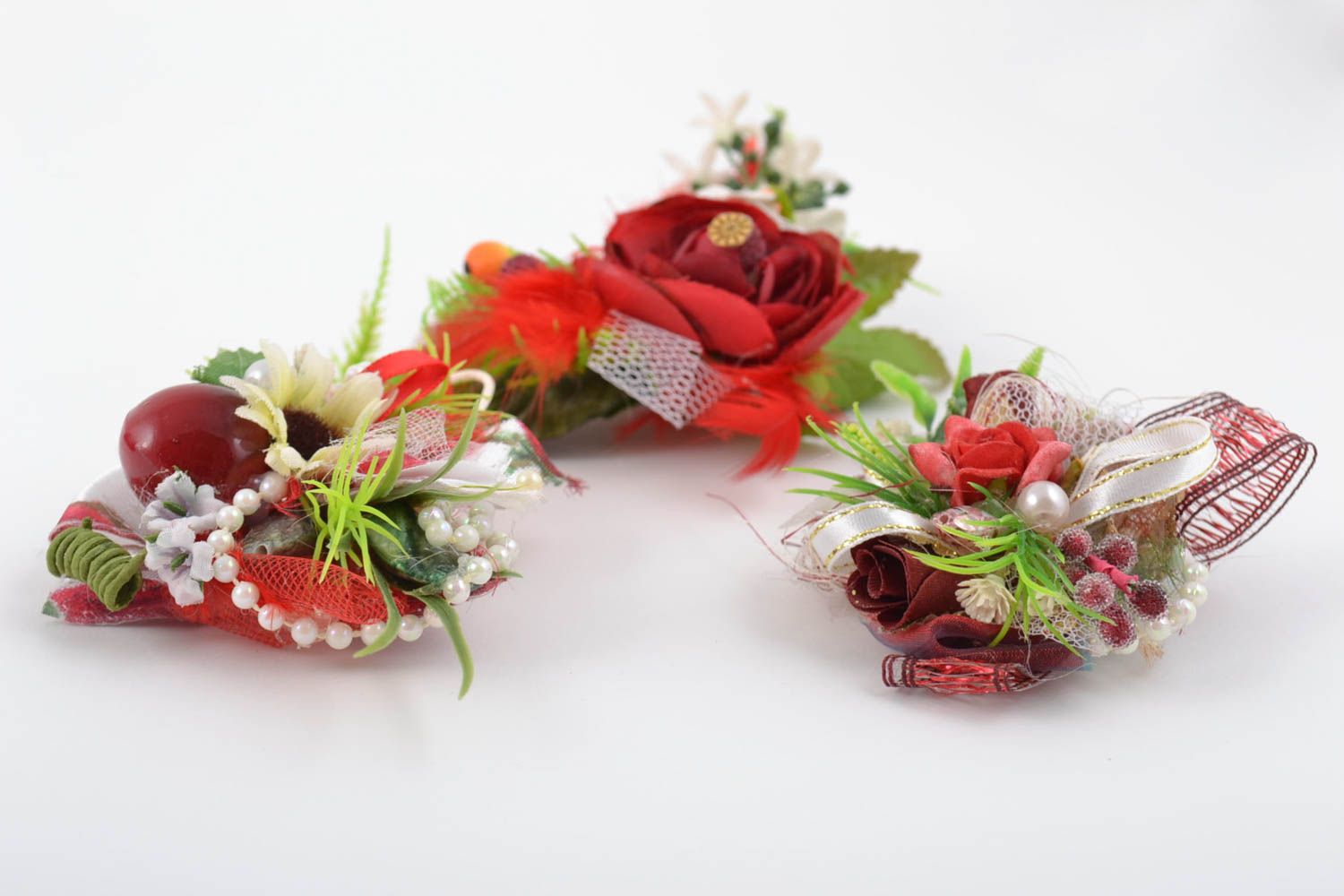 Set of 3 homemade designer volume flower blanks for jewelry making  photo 4