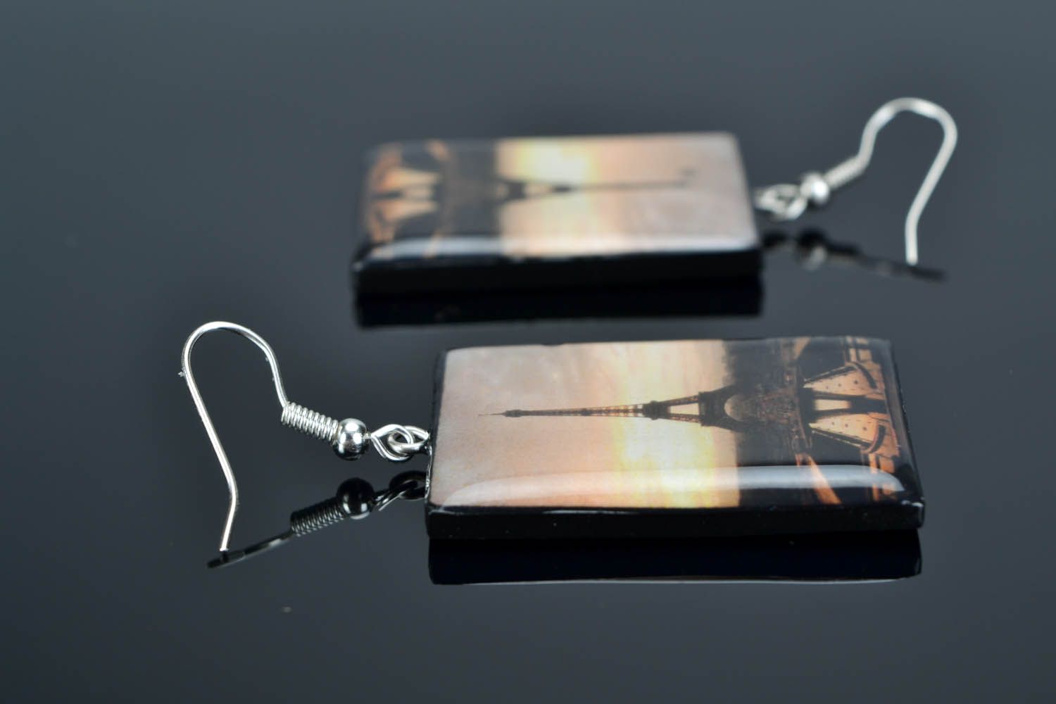 Polymer clay earrings Paris in the Evening photo 1