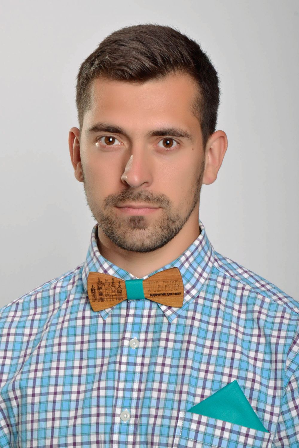 Accessory set in eco-style bow tie and handkerchief photo 2