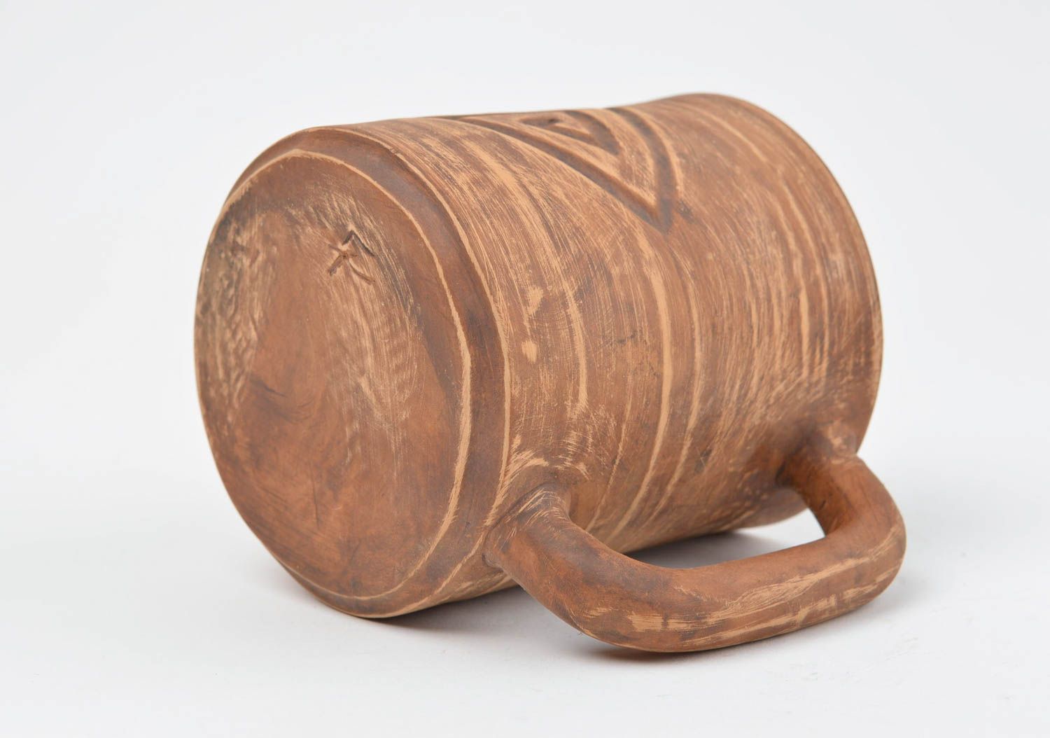 Ceramic coffee mug with Greek ornament in brown color 0,54 lb photo 4