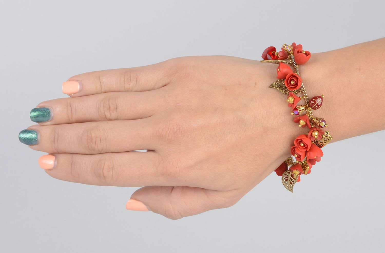 Polymer Clay Schmuck handgemachter Schmuck Armband mit Blumen Geschenk für Frau foto 6