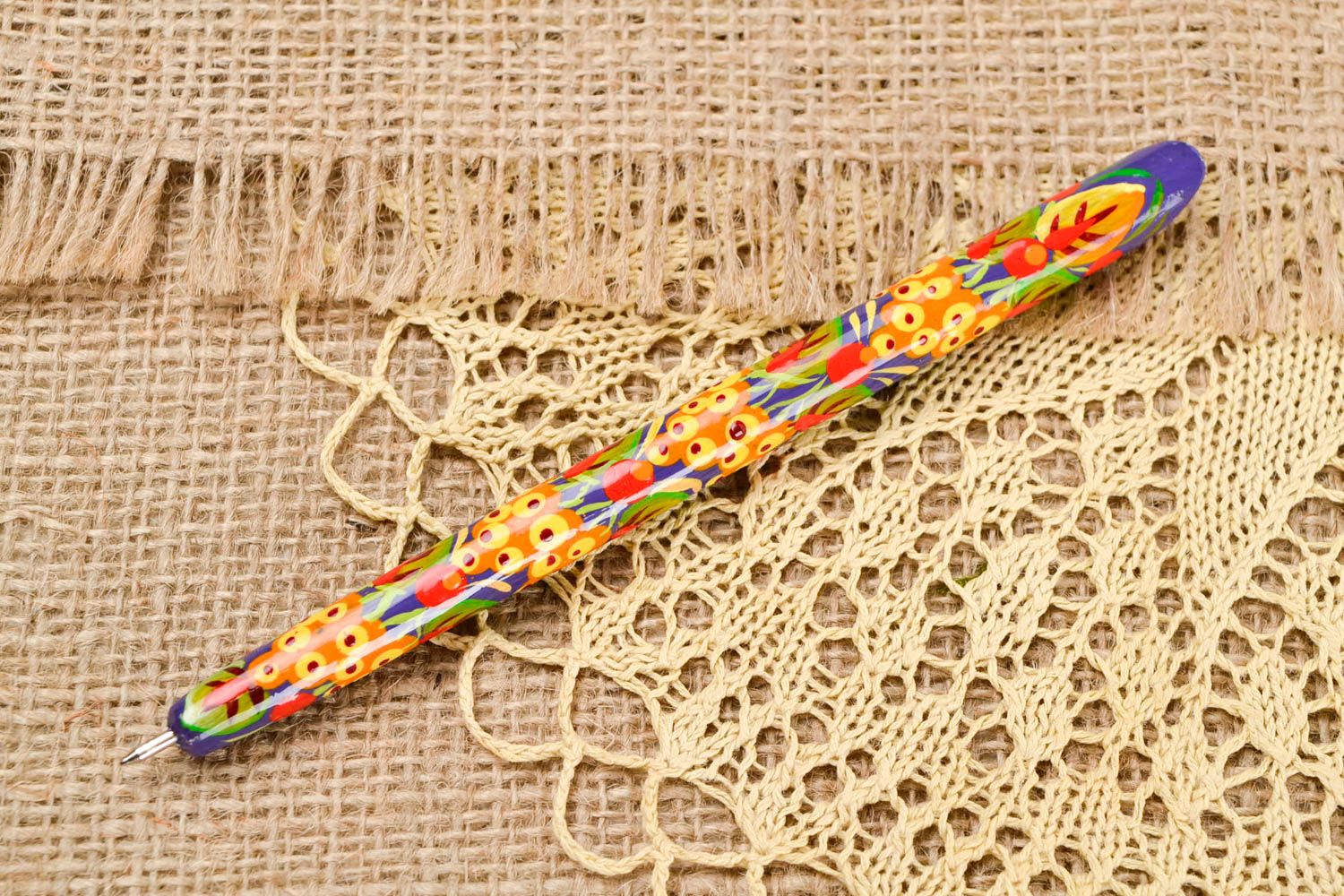 Bolígrafo decorado con pintura hecho a mano souvenirs de madera regalo original foto 1