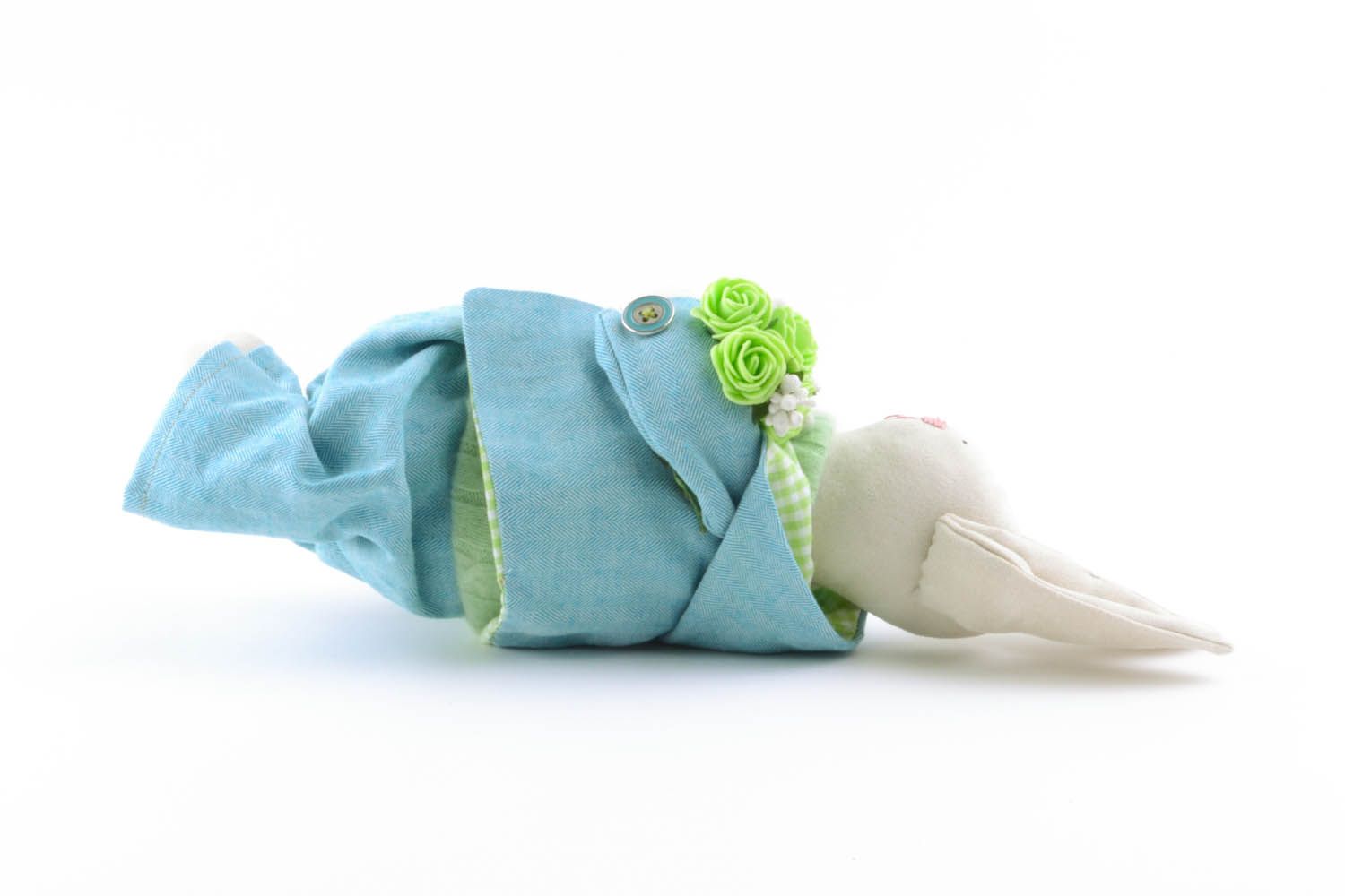 Handmade fabric toy Hare with Flowers photo 2