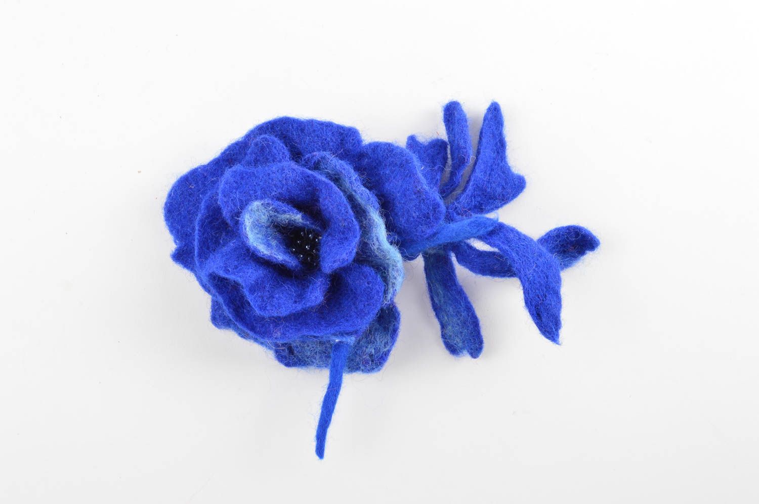 Brosche Modeschmuck handmade gefilzter Schmuck Blumen Brosche Stoff Blume blau foto 3