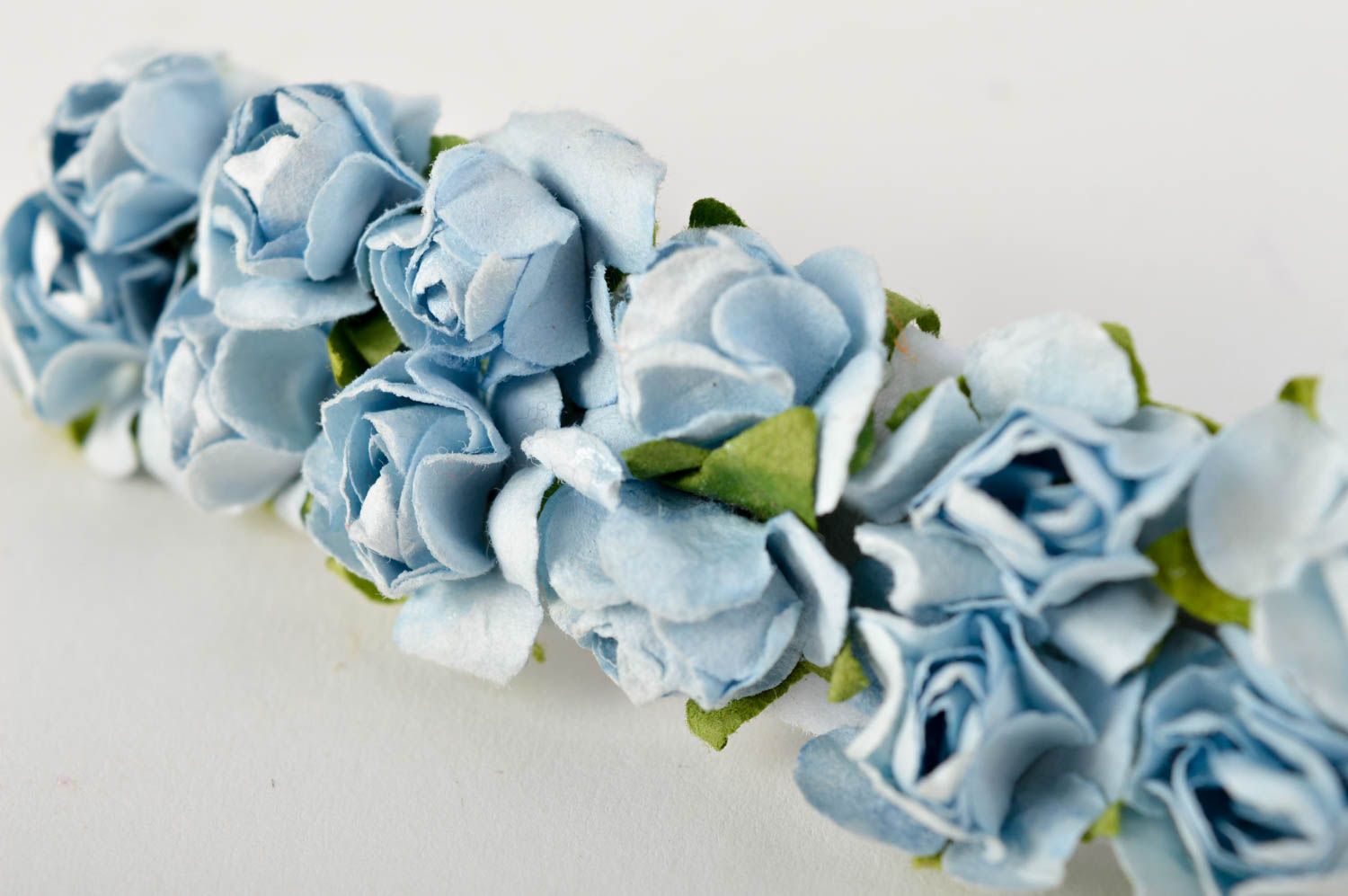 Blaue Haarspange Blumen handmade Damen Modeschmuck Accessoire für Haare zart foto 4