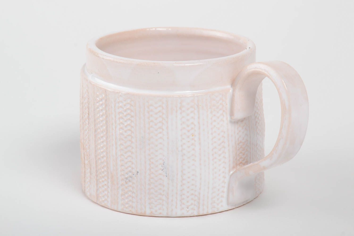 12 oz xl white coffee cup with fake knitted pattern 1 lb photo 4