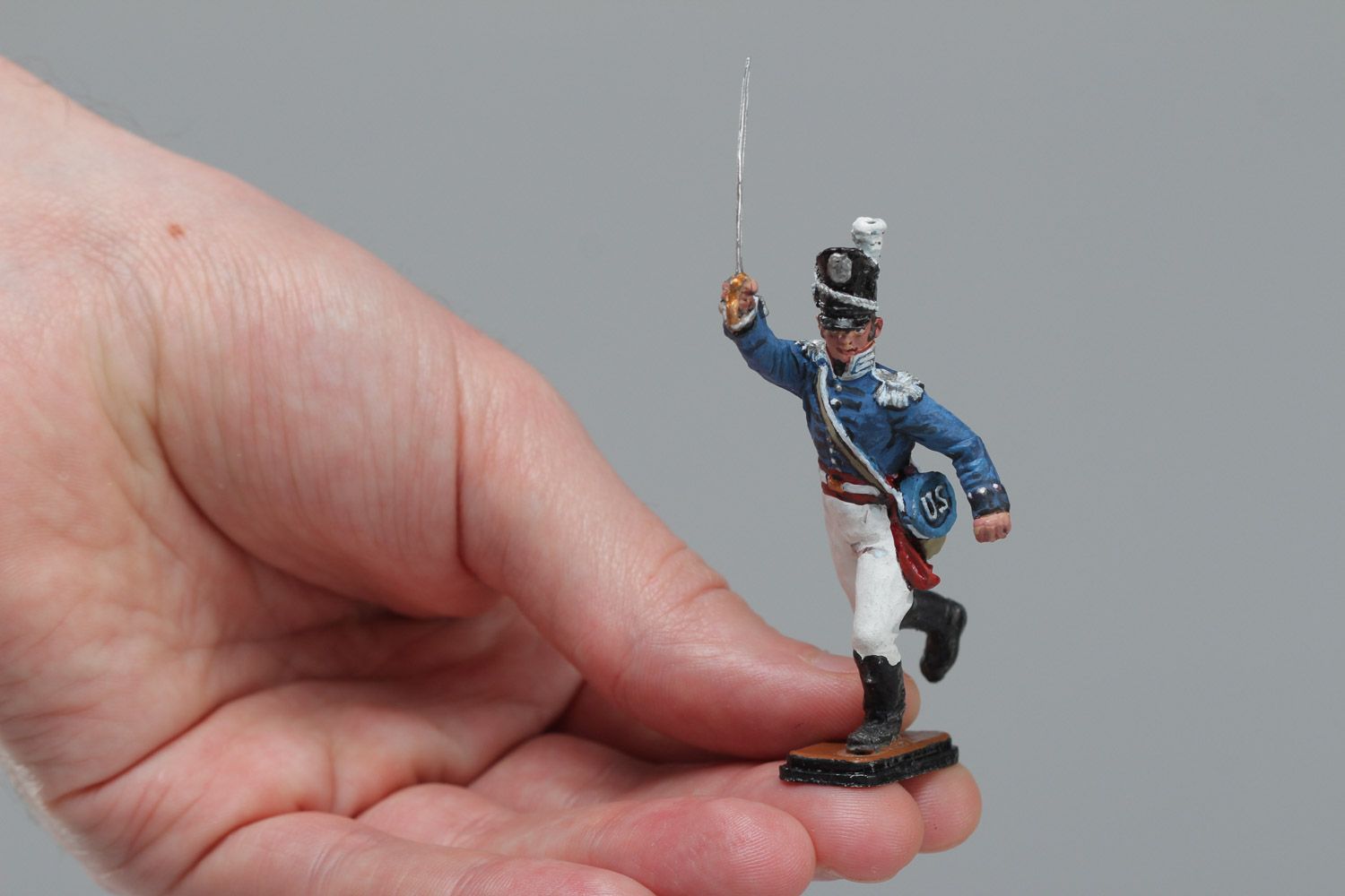 Handmade historical painted tin soldier figurine of American army officer photo 3