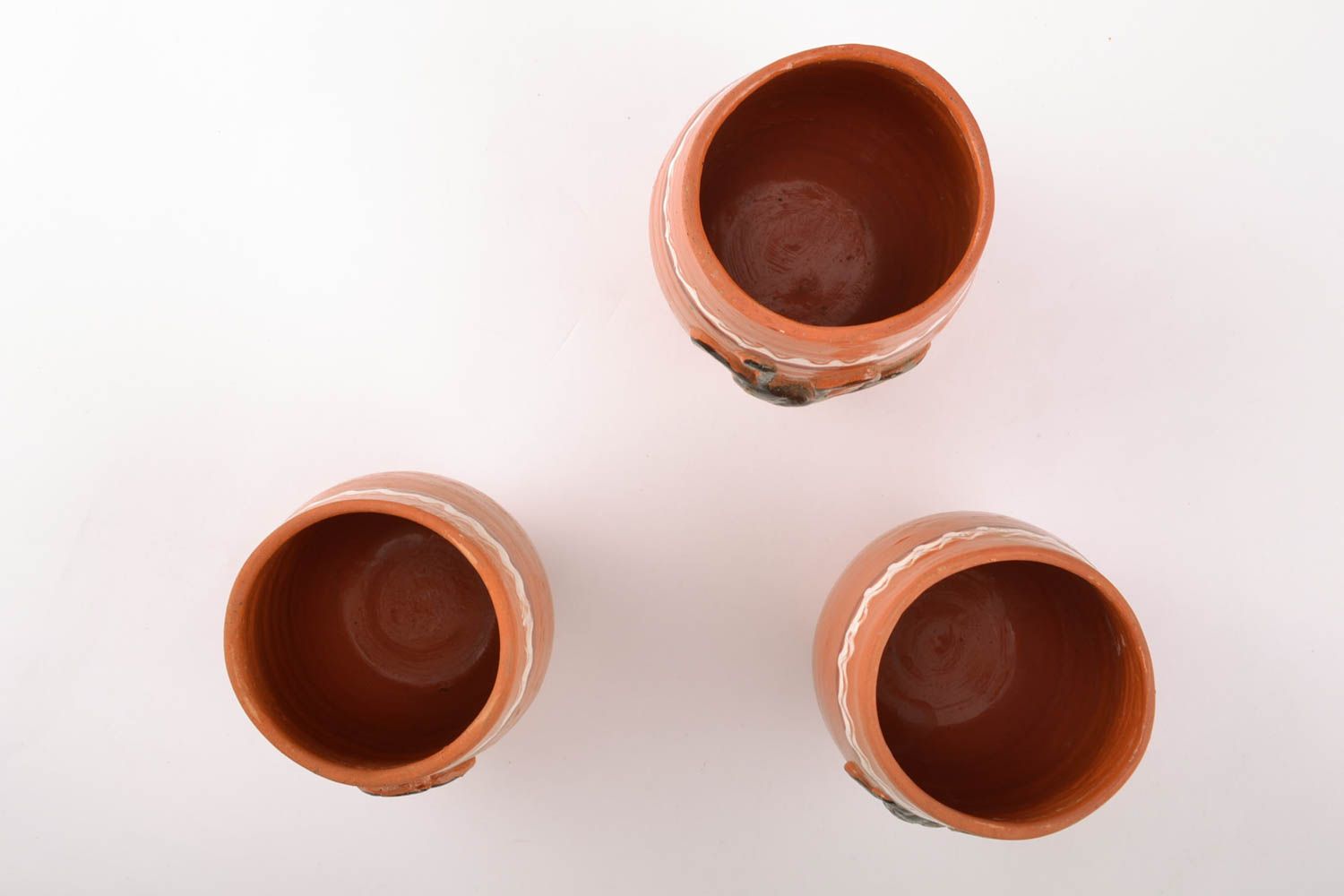 Ensemble de pots céramiques à miel peints d'engobes faits main 3 pièces photo 4