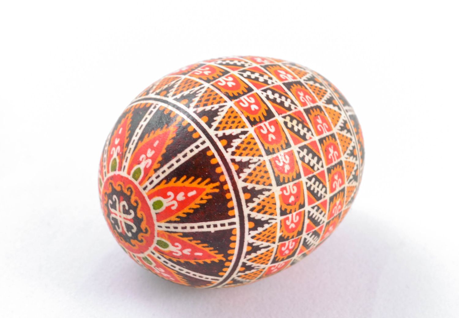 Handmade painted chicken egg with interesting pattern photo 3