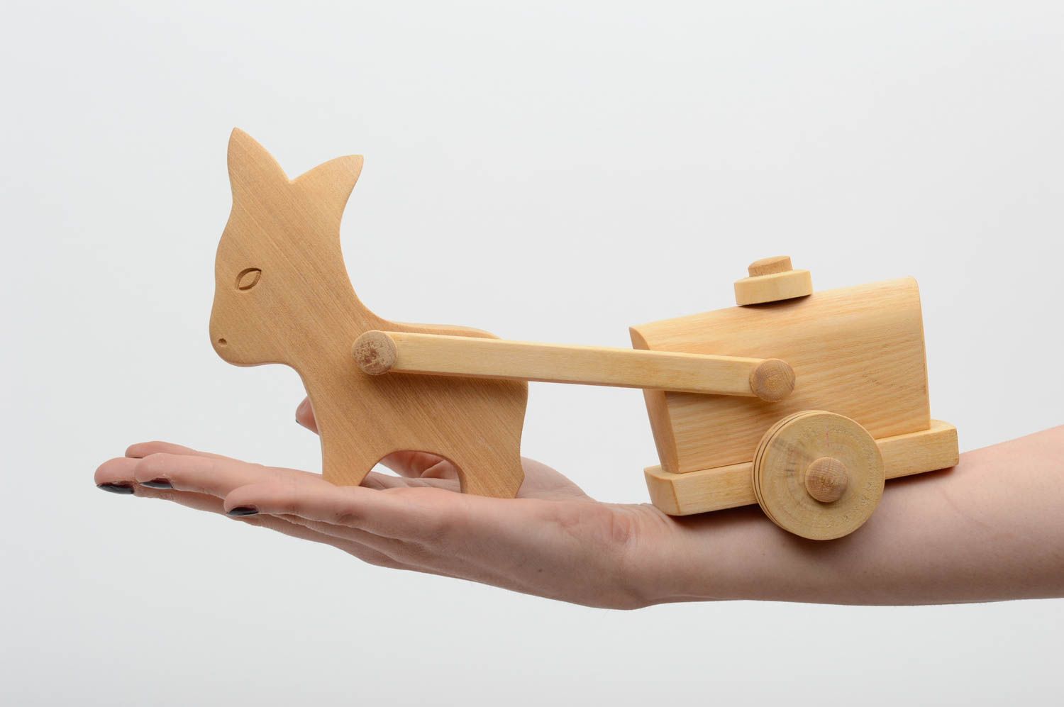 Handmade Esel Spielzeug Geschenk für Kinder Holz Figur umweltfreundlich  foto 5