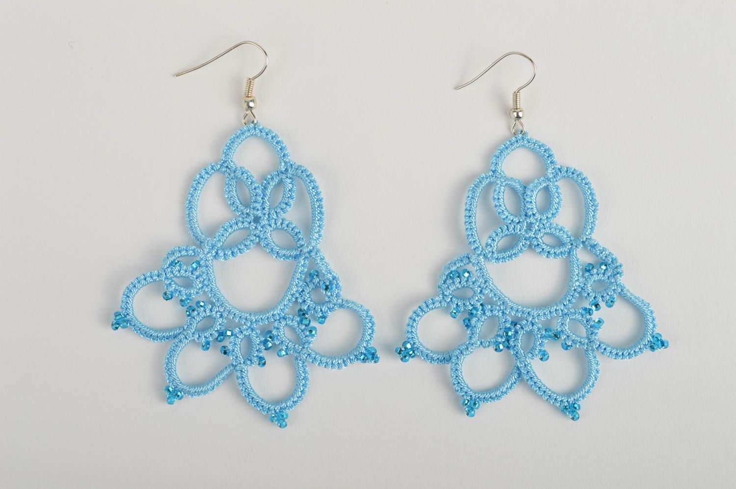 Stylish handmade woven earrings beaded earrings textile jewelry designs photo 2