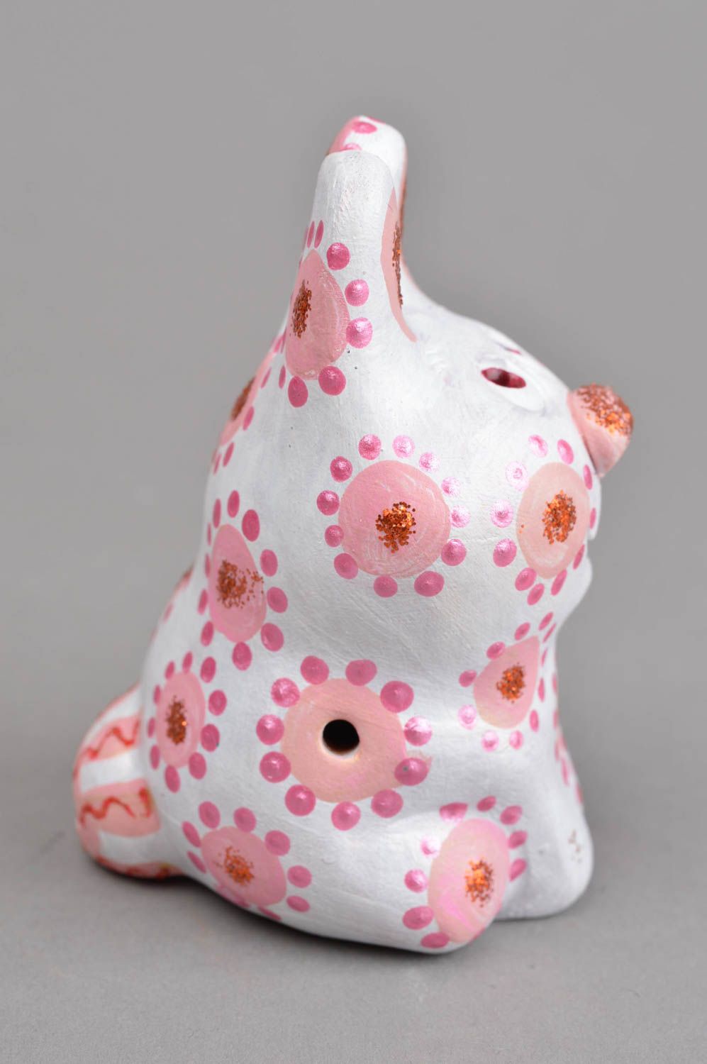 Handmade clay penny whistle stylish interior decor ceramic rabbit souvenir photo 3