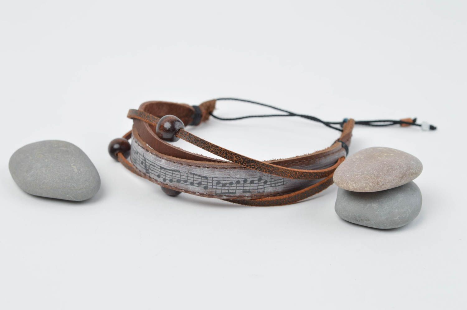 Handmade designer jewelry unusual leather bracelet wrist cute bracelet photo 1