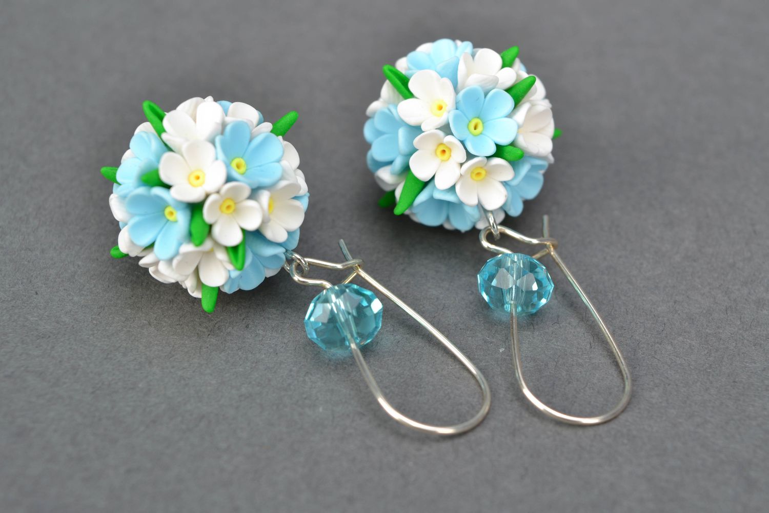 Polymer clay floral earrings photo 3