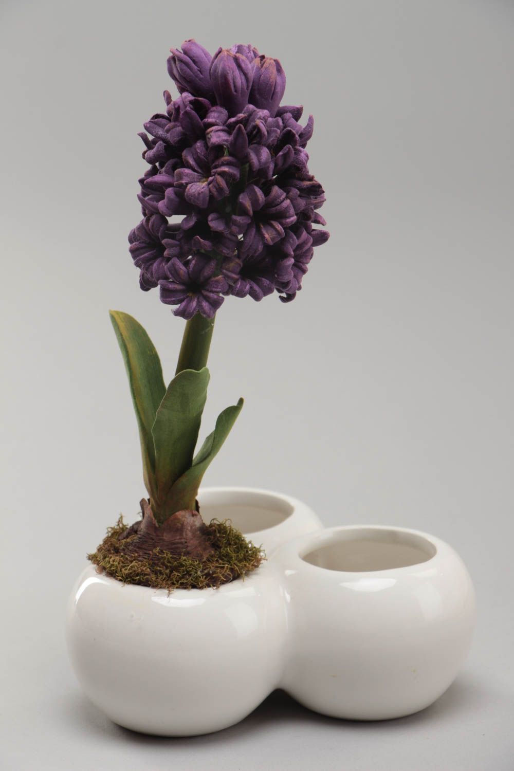Искусственный цветок в горшке гиацинт из японской полимерной глины ручная работа фото 2