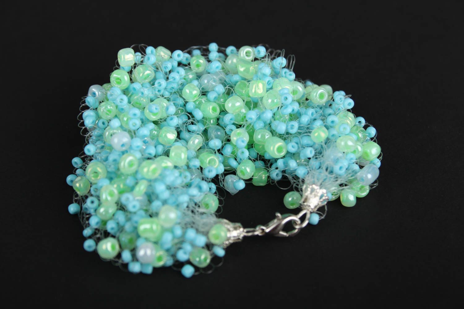 Bracelet perles rocaille Bijou fait main turquoise menthe Accessoire femme photo 4
