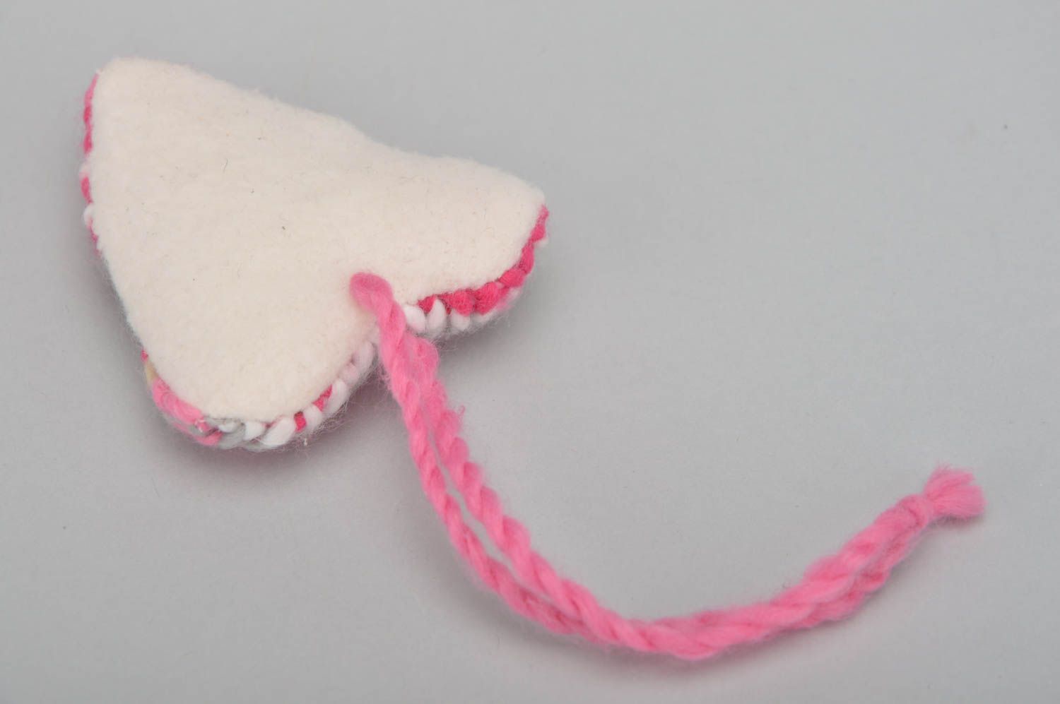 Beautiful handmade designer crochet interior hanging heart of pink color photo 5