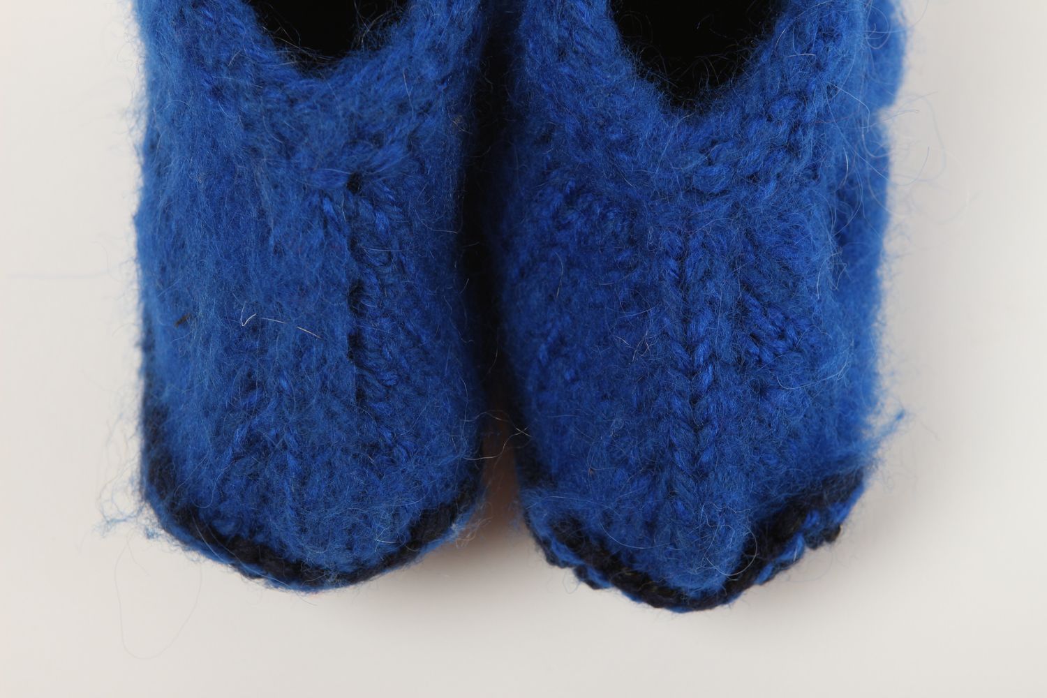 Pantoufles enfant faites main Pantoufles en laine bleues Chaussons d'intérieur photo 2