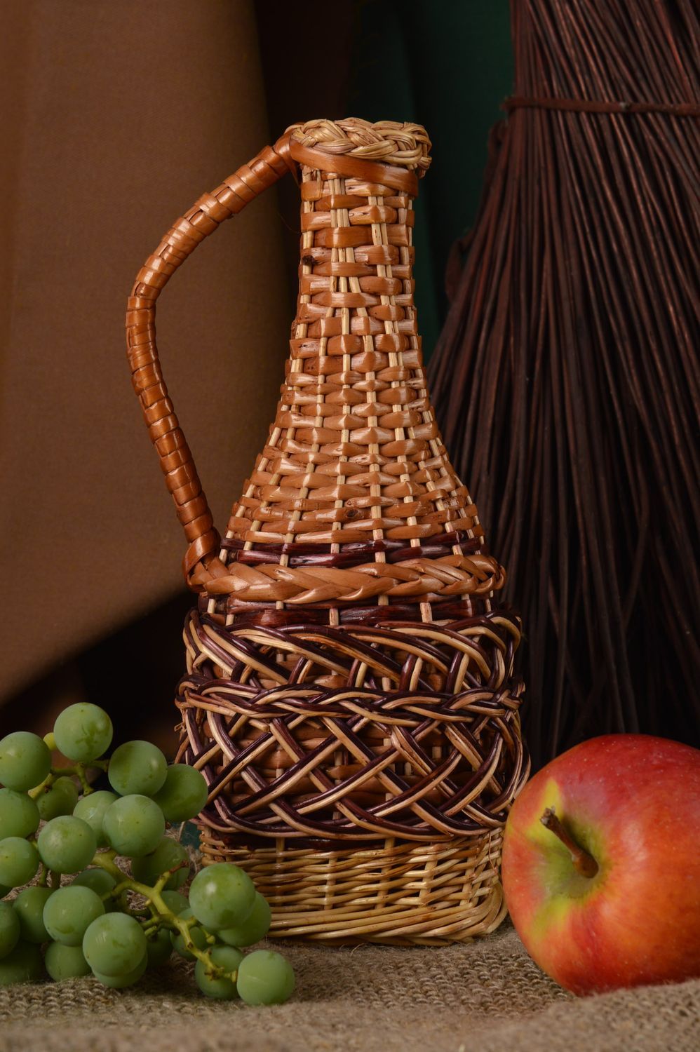 Handmade wicker bottle for wine designer decor handmade gifts housewarming gift photo 1