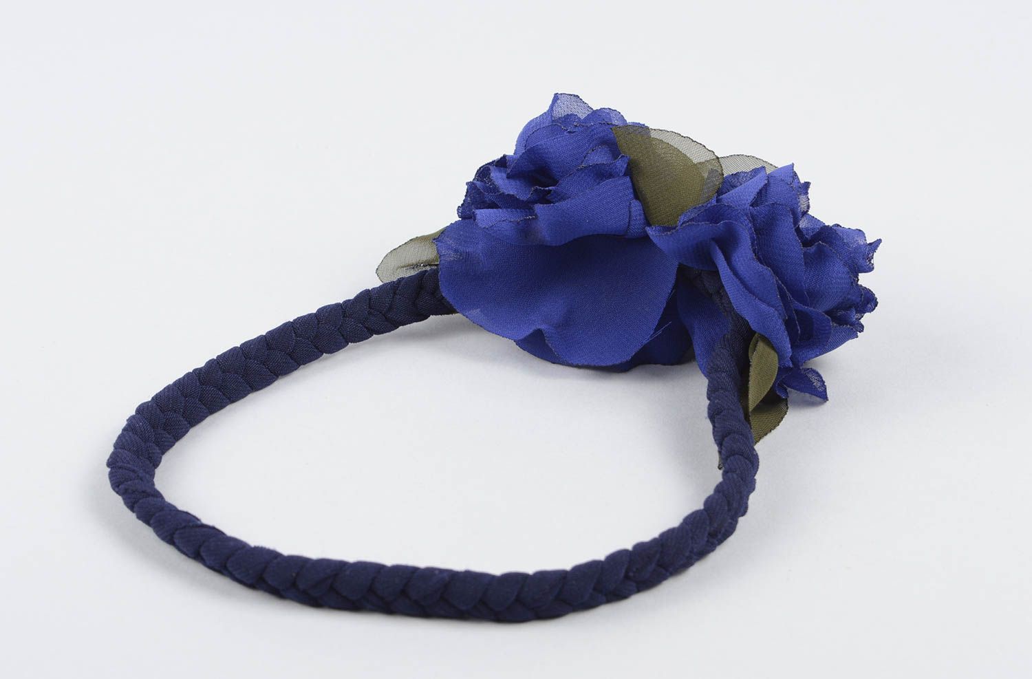 Haarband mit Blume handgefertigt Haarschmuck Blüte Haar Accessoire in Blau  foto 2
