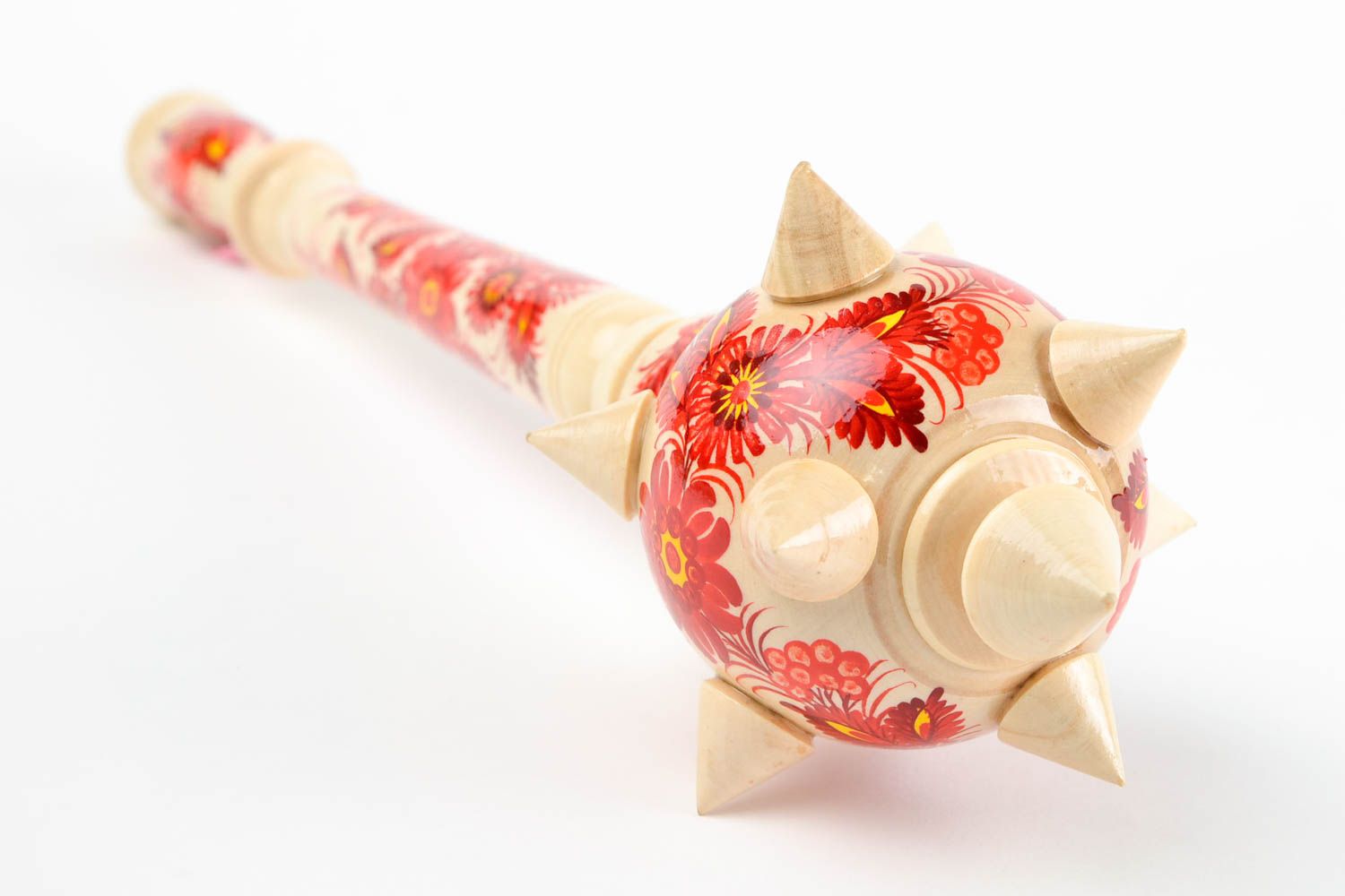 Handmade wooden present for men unusual ethnic weapon decorative mace photo 3