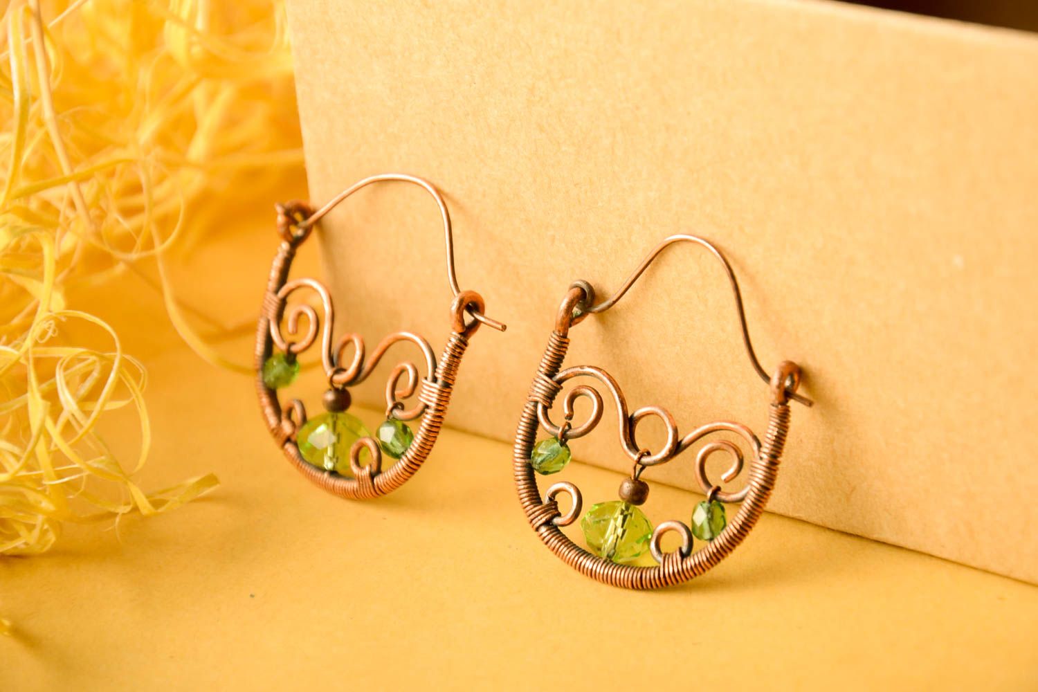 Metall Ohrringe handgemachter Schmuck Ohrringe für Damen aus Kupfer mit Perlen foto 1