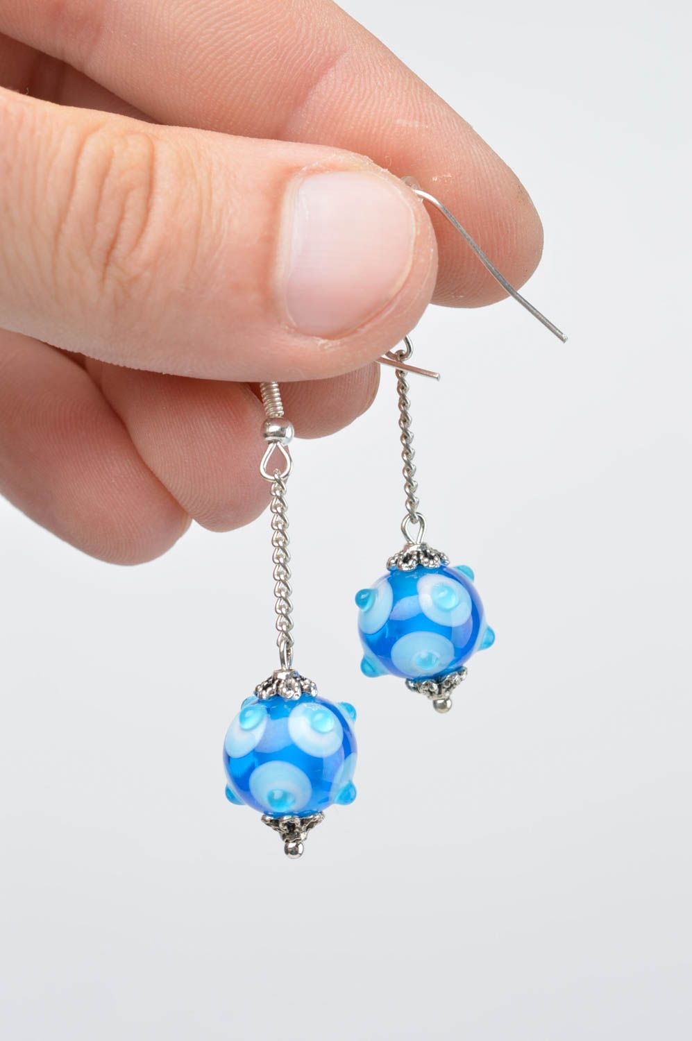 Unusual glass earrings long designer earrings elegant jewelry present photo 5
