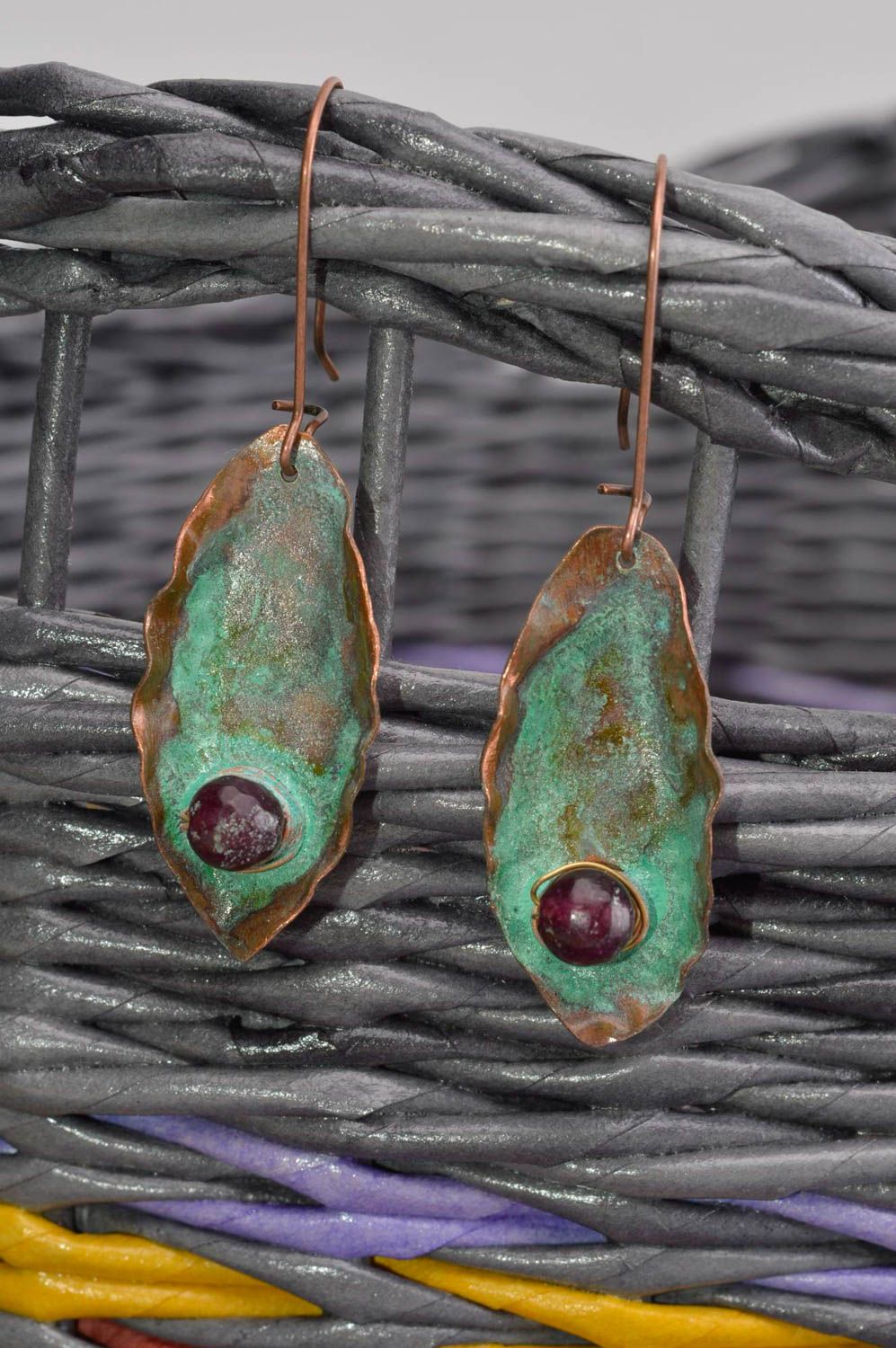 Copper jewelry unusual earrings gift ideas copper accessory designer earrings photo 1