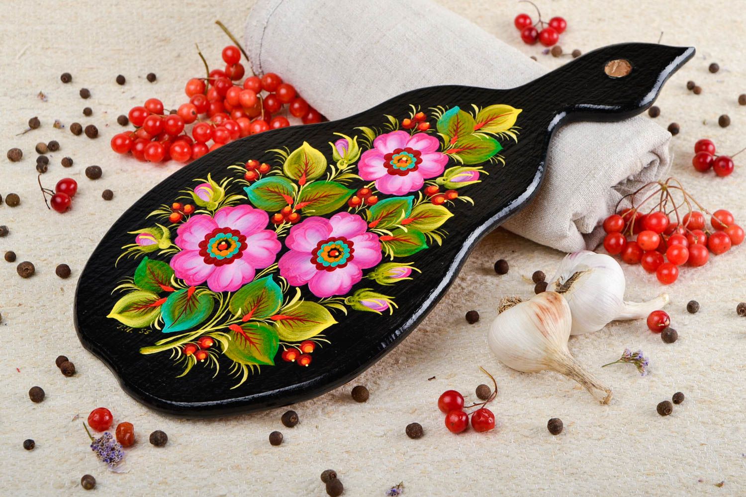 Handmade beautiful cutting board wooden painted chopping board stylish utensisls photo 1