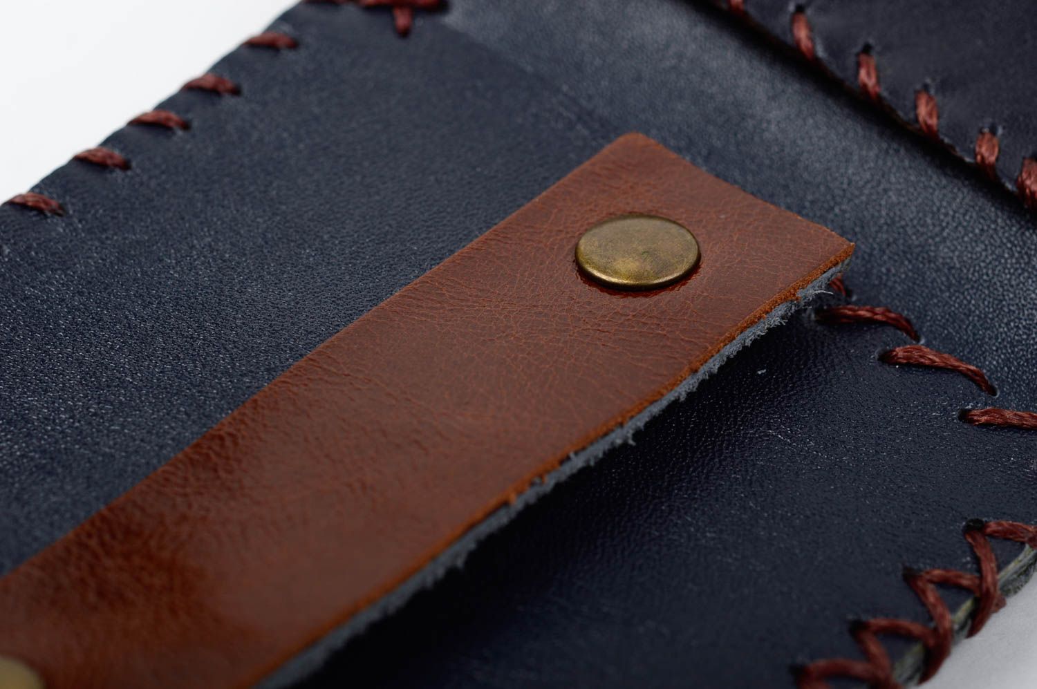 Unusual leather wallet handmade stylish purse unisex designer accessory photo 4