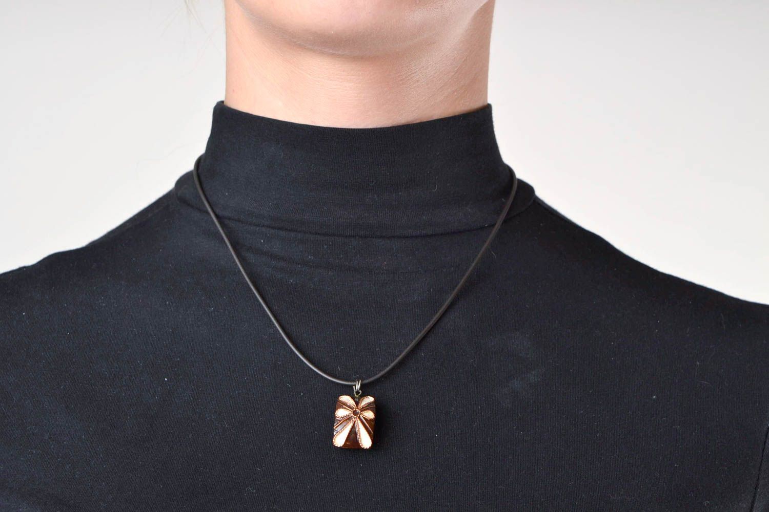 Wood necklace handmade jewelry wooden pendant designer accessories wood jewelry photo 1