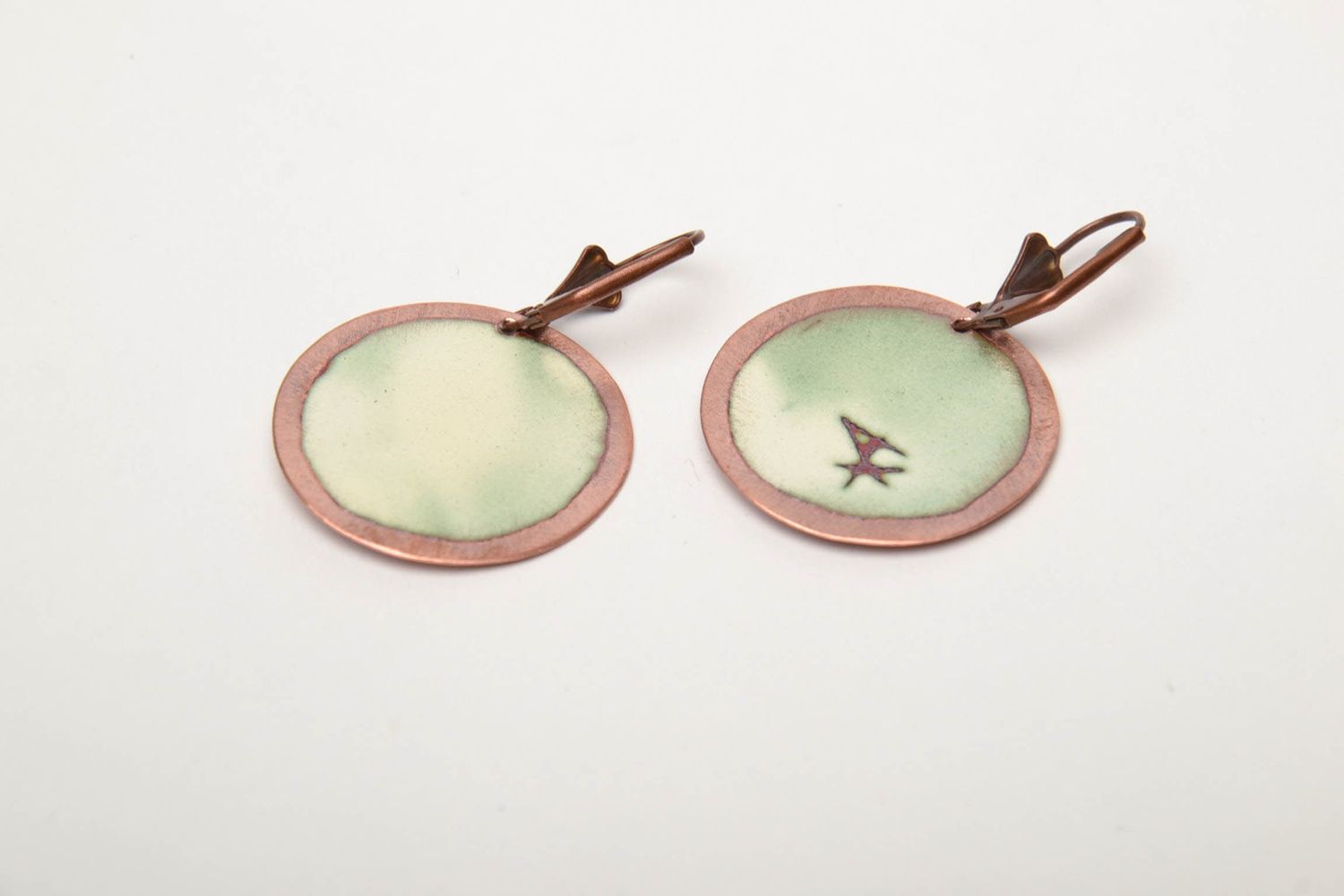 Handmade copper earrings with enamel Sinevir photo 5