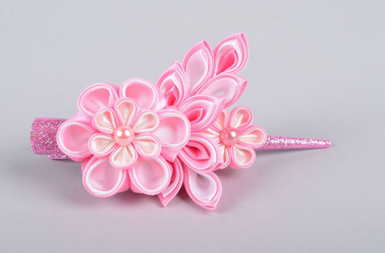Handmade flower barrette satin hair clip handmade hair accessories for girls photo 3