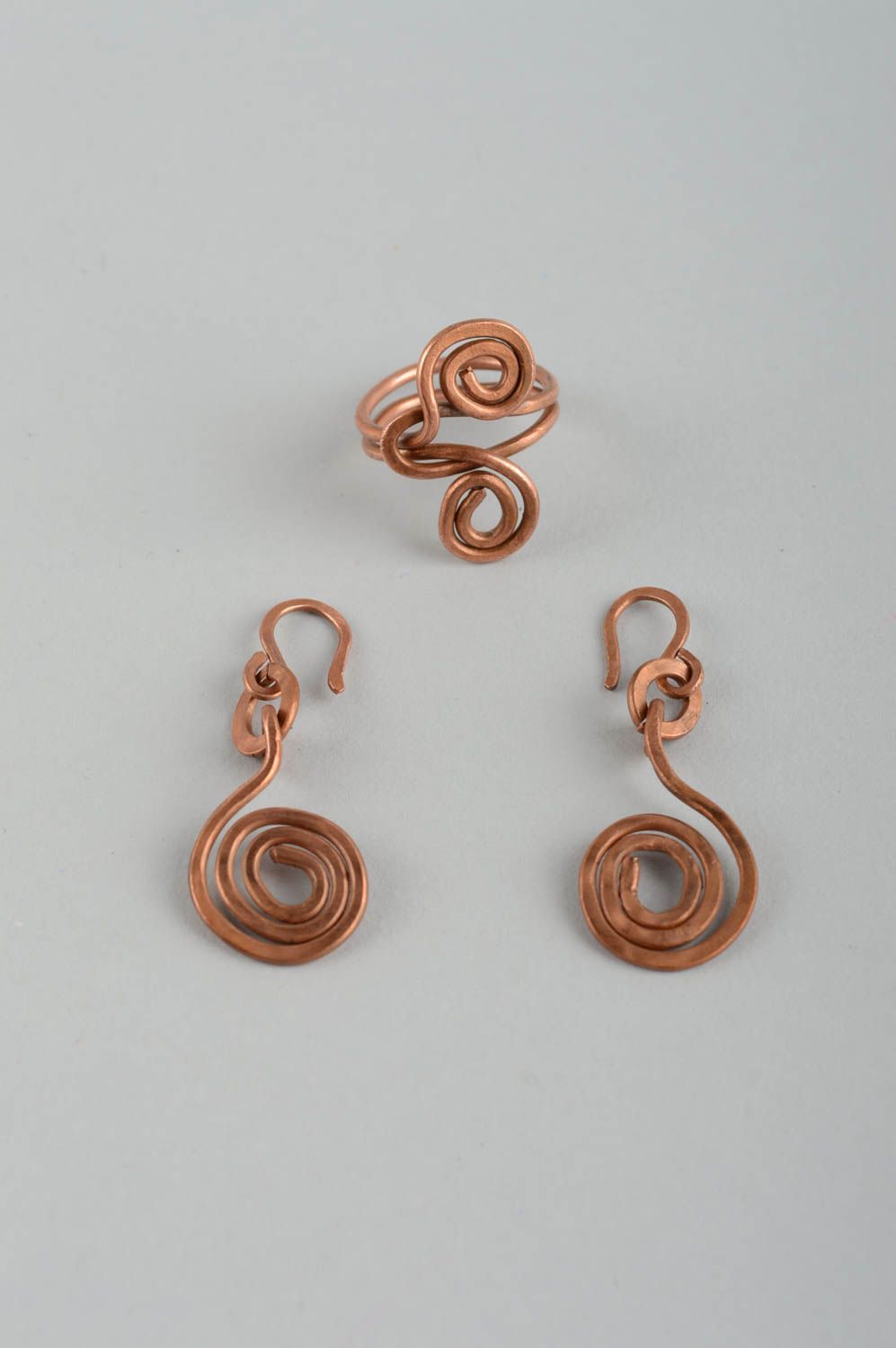 Set di orecchini e anello fatto a mano kit di accessori in metallo rame
 foto 2