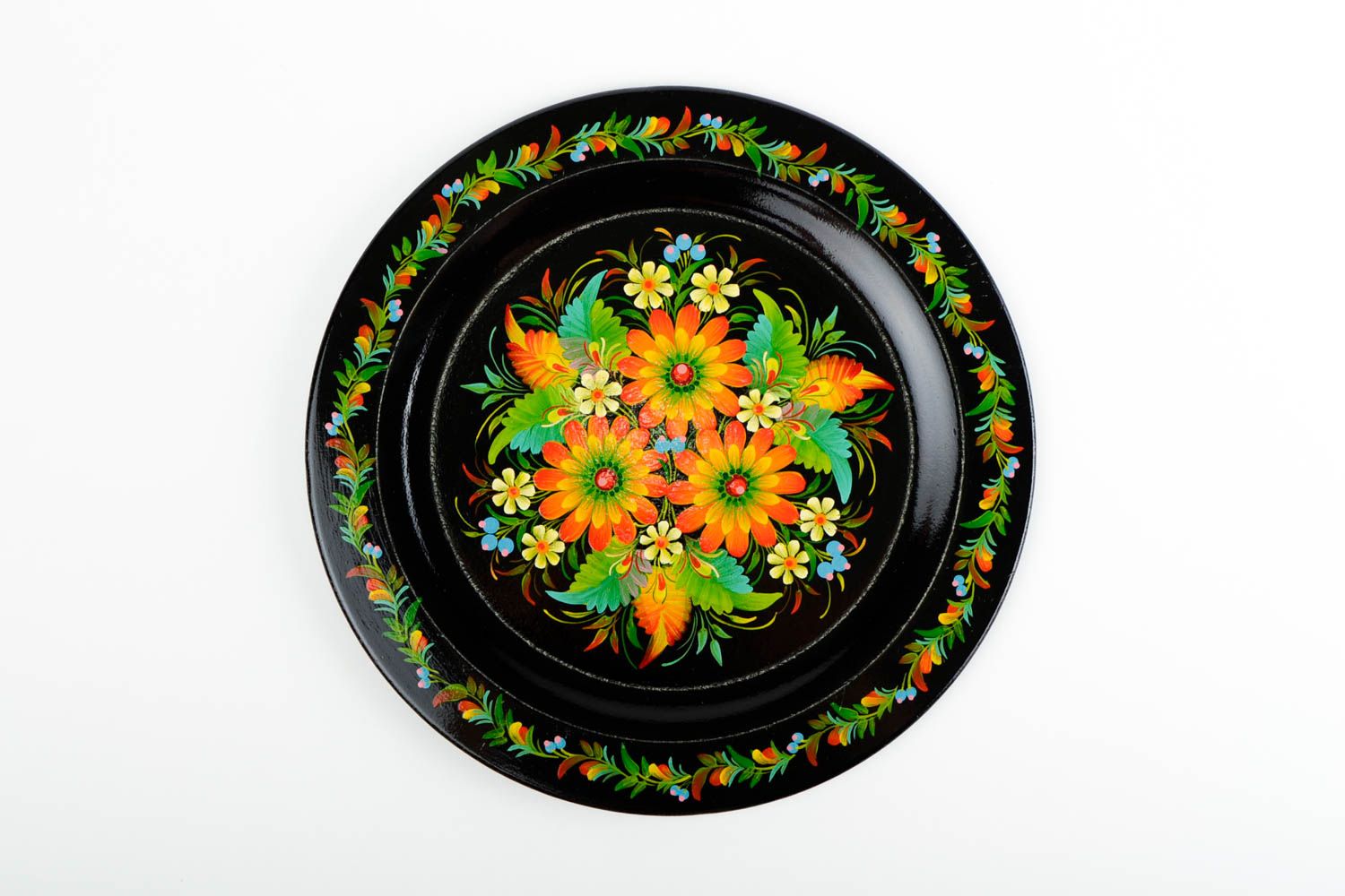 Декор на стену ручной работы декоративная тарелка в этно-стиле расписная посуда фото 4