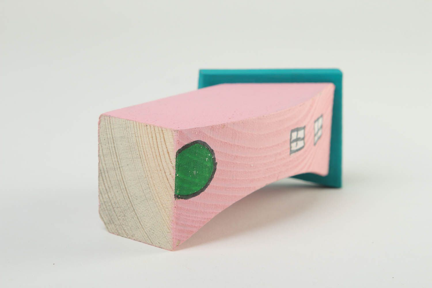 Dekofigur aus Holz handgefertigt originelles Geschenk Deko Idee Haus klein foto 4