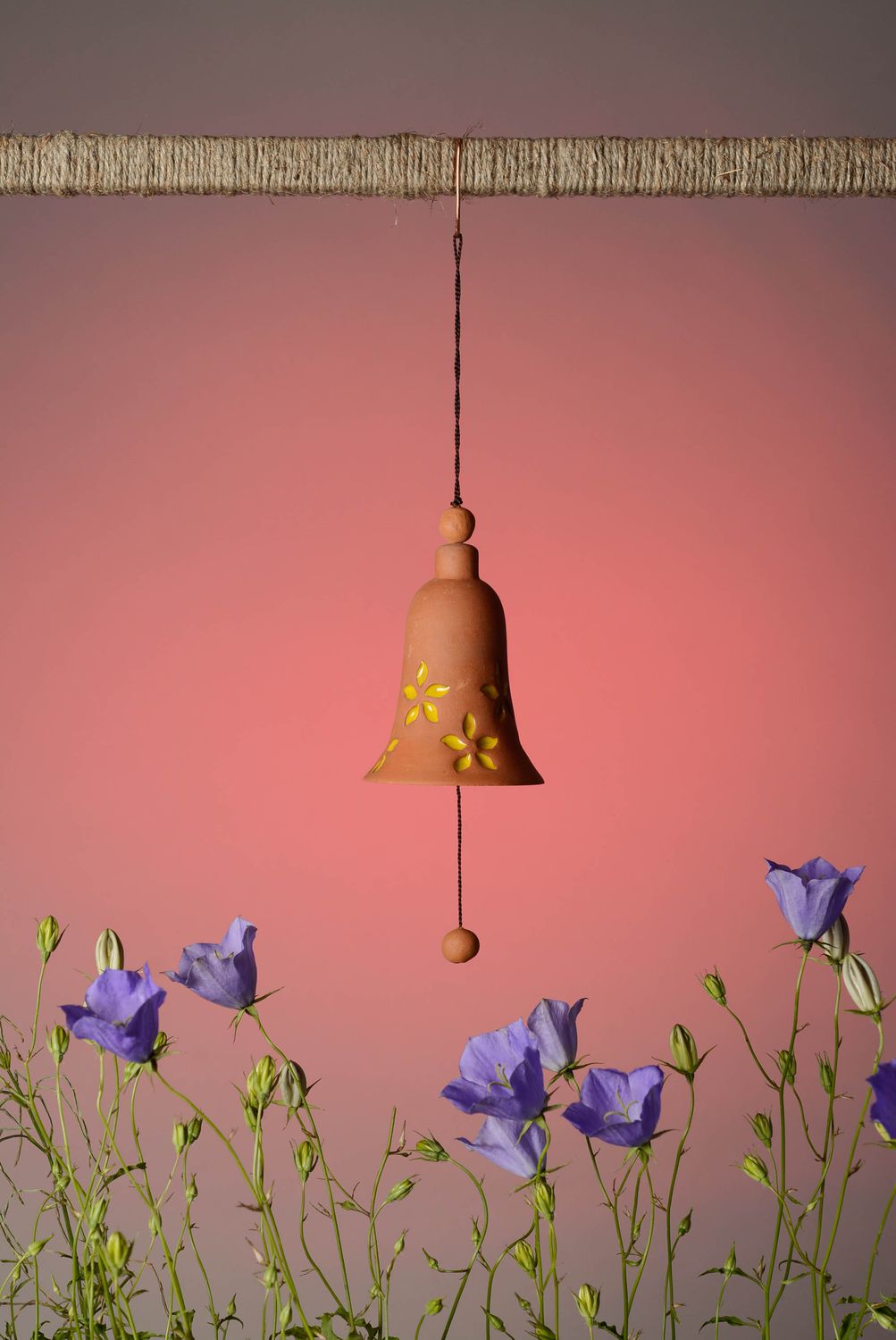 Suspension décorative Clochette avec fleurs jaunes  photo 5