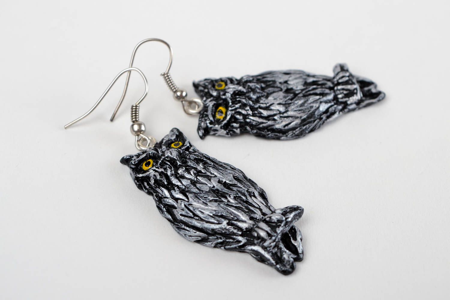 Модные серьги украшение ручной работы серьги из полимерной глины Ночные совы фото 1