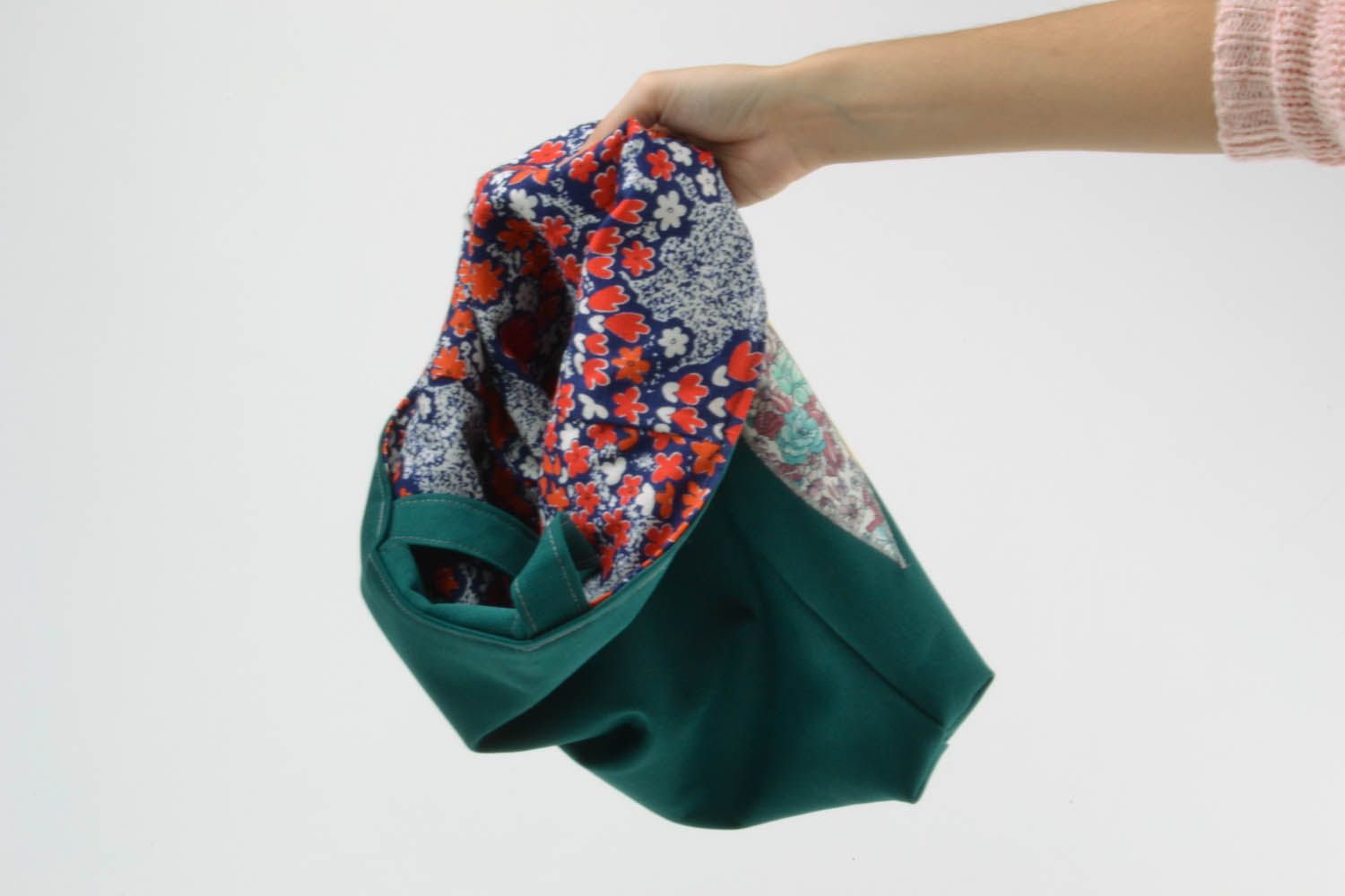 Borsa in tessuto fatta a mano gufo borsa da donne di cotone eco borsa in tessuto foto 3
