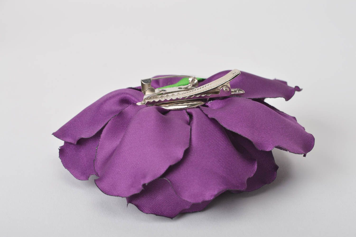 Barrette cheveux fait main Broche fleur de rose violette Accessoire femme photo 2