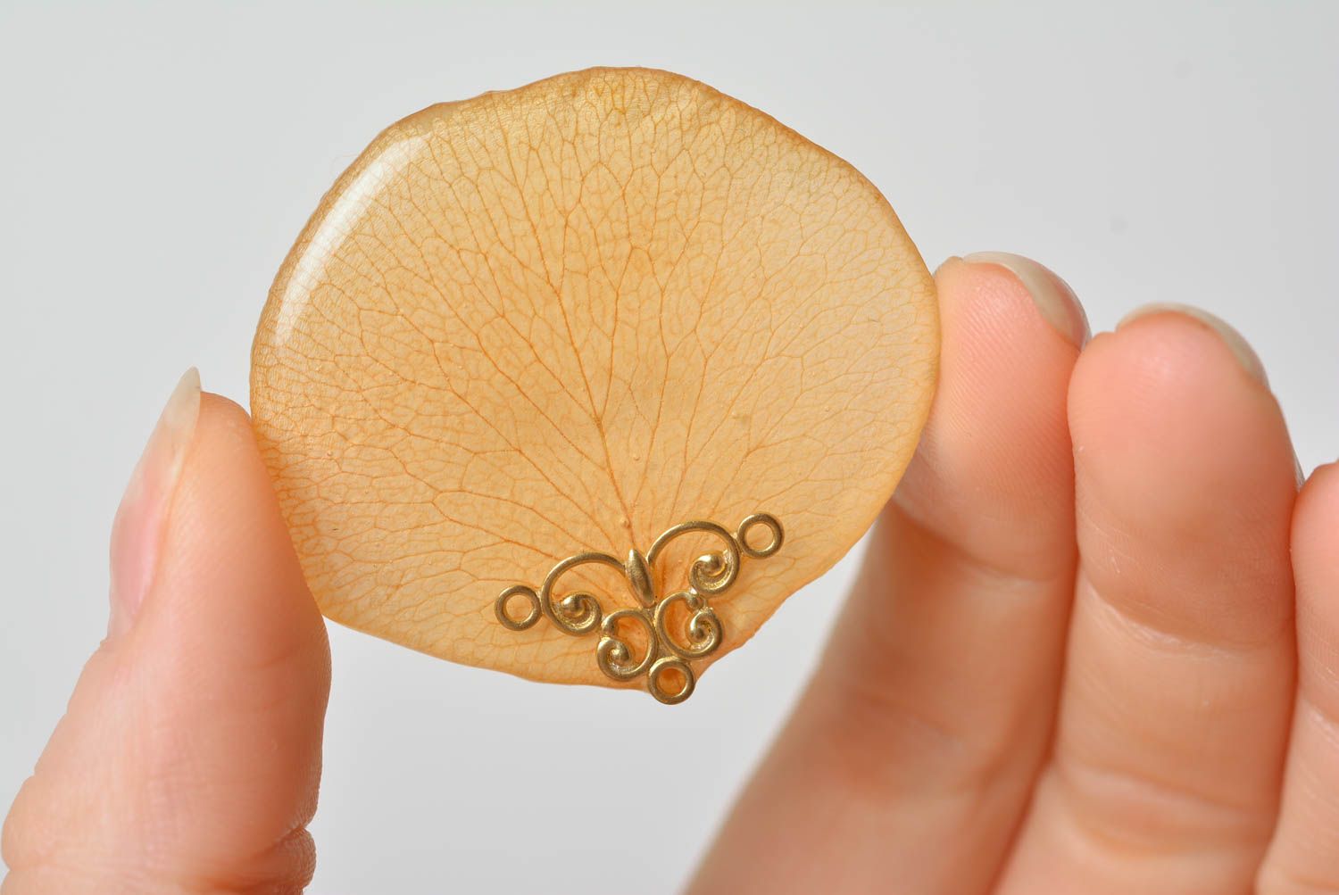 Beautiful women's handmade designer botanical brooch with epoxy coating photo 2