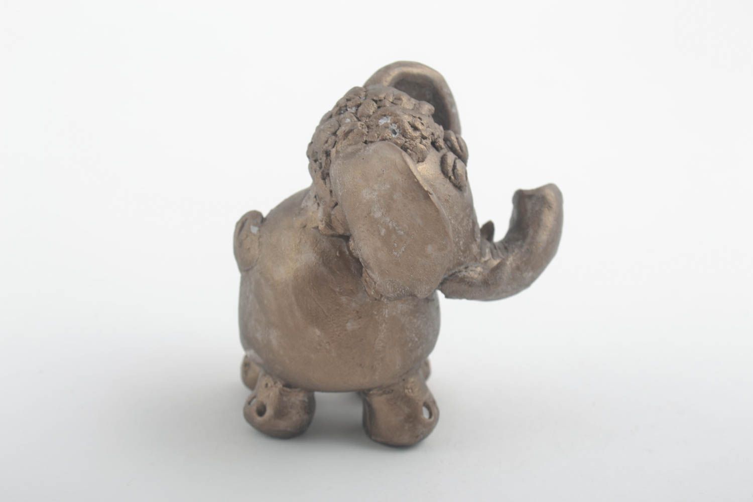 Statuetta elefantino in argilla fatta a mano figurina decorativa in ceramica 
 foto 2