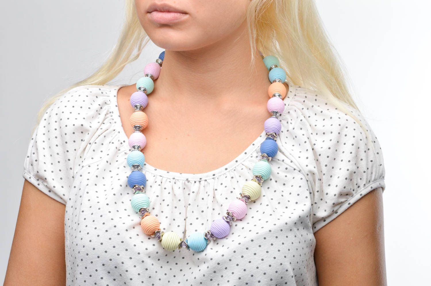 Long handmade bead necklace polymer clay ideas beautiful jewellery ideas photo 4