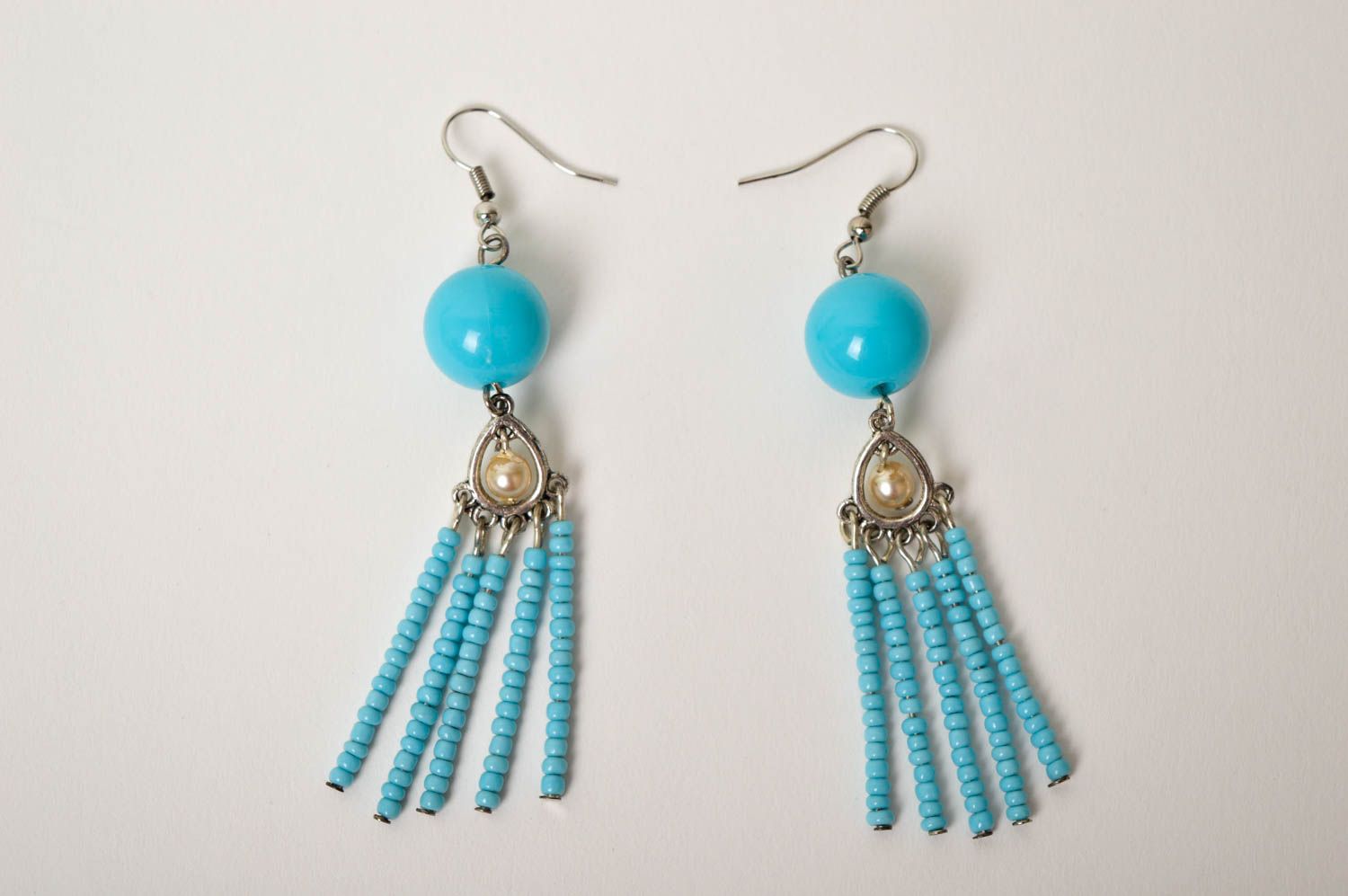 Handmade earrings long earrings with charms designer jewelry gift ideas photo 4