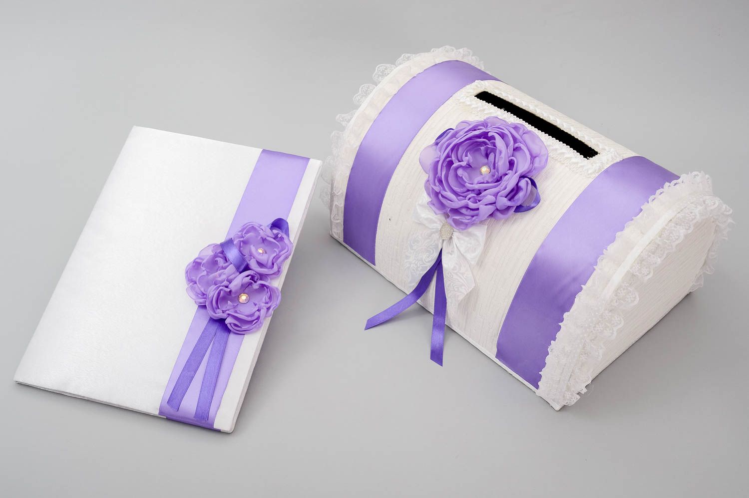 Box Geschenk handgefertigt Hochzeit Deko Accessoires für Hochzeit in Lila Weiß foto 3
