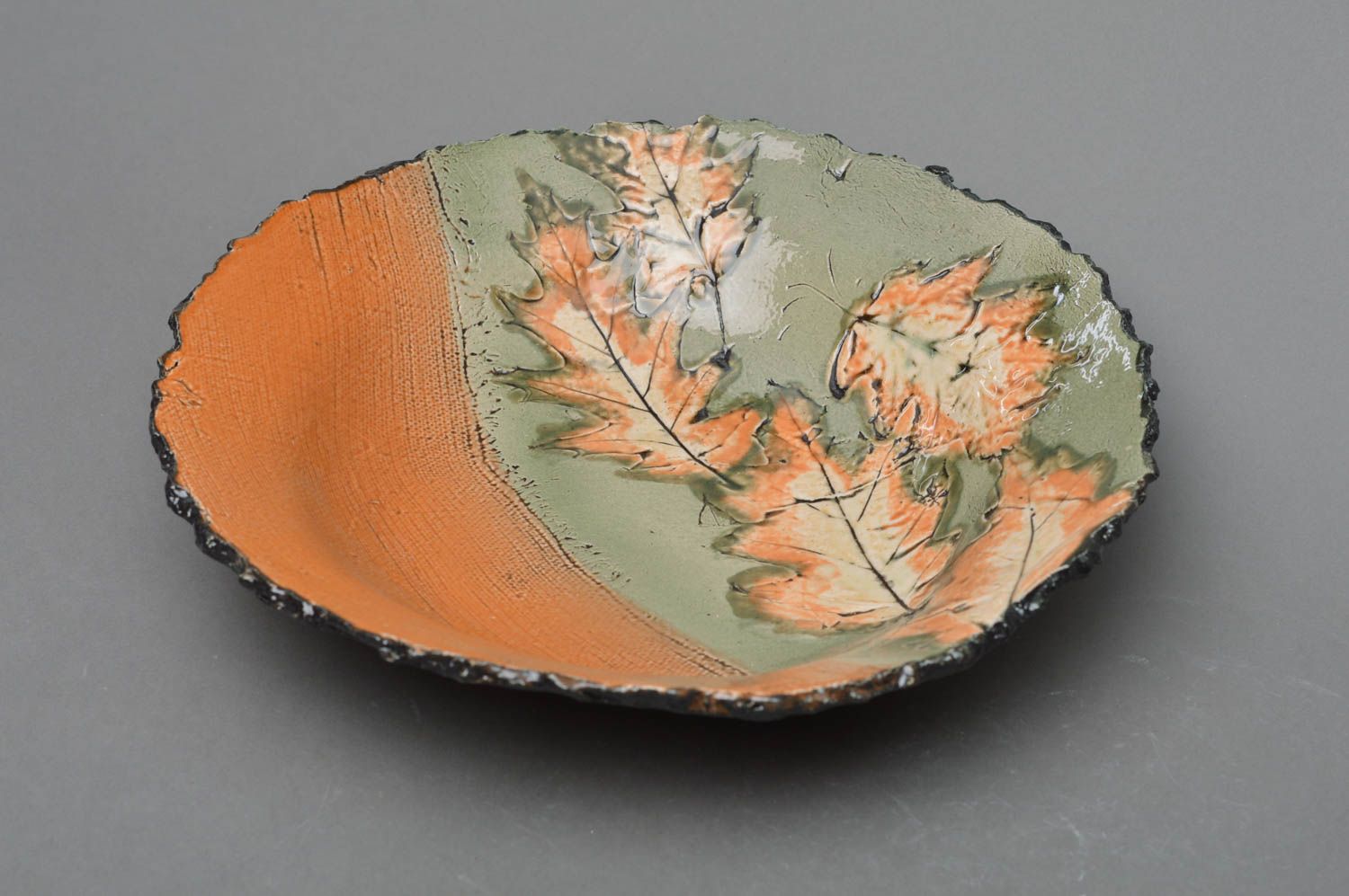 Deep dish with colorful glaze painting handmade beautiful porcelain tableware photo 3